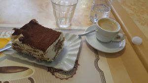 the best tiramisu at Alhambra Cafe in Milan