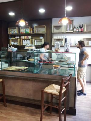 The counter at Alhambra Cafe in Milan