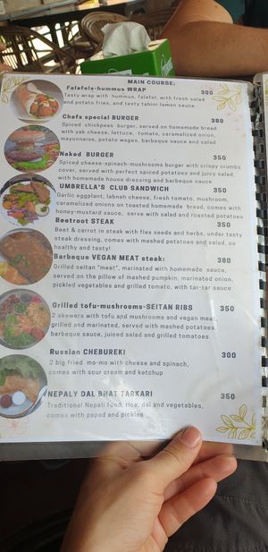 Menue 2 at Umbrella Cafe in Pokhara