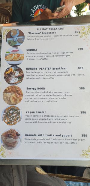 Menue 4 at Umbrella Cafe in Pokhara