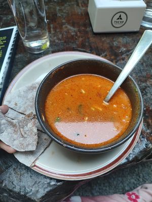 Tom Yum Coco W/ Millet Roti at Umbrella Cafe in Pokhara