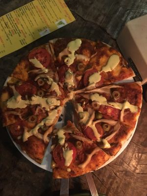 Vegan Pizza at Umbrella Cafe in Pokhara
