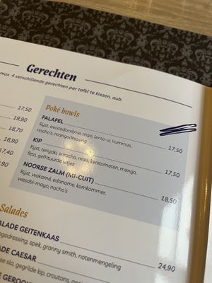 Menu  at Kasteel Rivierenhof in Vlaanderen