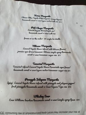 Drinks menu at El Borracho - Ballard in Seattle
