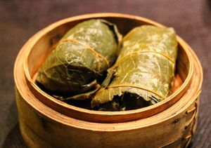 Vegetable Sticky Rice in Lotus Leaf at Ping Pong Dim Sum at Ping Pong Dim Sum in Dubai