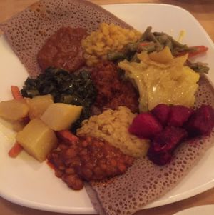 Vegan Sampler at Hawwi Ethiopian in Alexandria