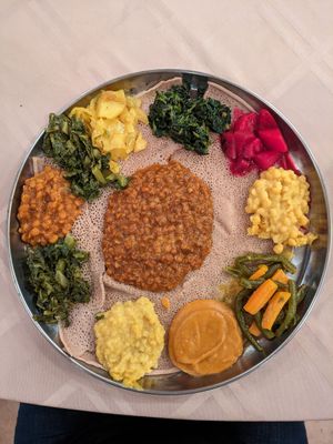 Vegan sampler at Hawwi Ethiopian in Alexandria
