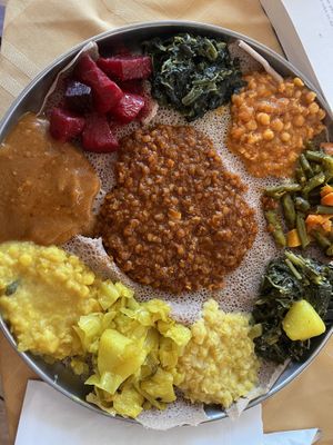 Vegan sampler  at Hawwi Ethiopian in Alexandria