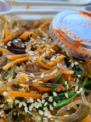 Sweet potato noodles at Whistle Pig Korean in Bozeman