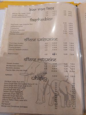 Alcoholic beverages at Curry Haus in Hessen