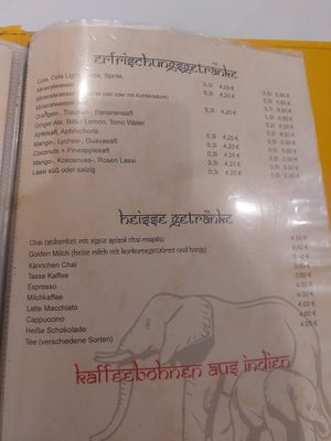 Cold and hot drinks at Curry Haus in Hessen