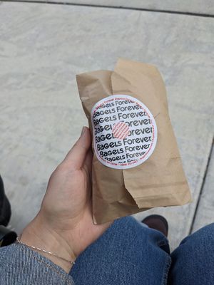 Sandwich packaging at Bagels Forever in Madison