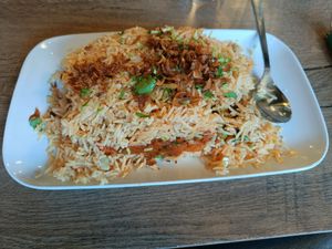 Vegan biryani at P.H.D Eat in Trondheim