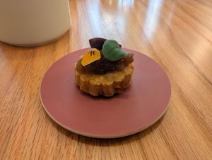 Panisse with a bunch of flavors on top at Trèfle in Lyon