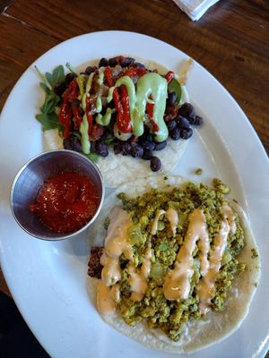 Vegan breakfast tacos at Chimera Cafe in Tulsa