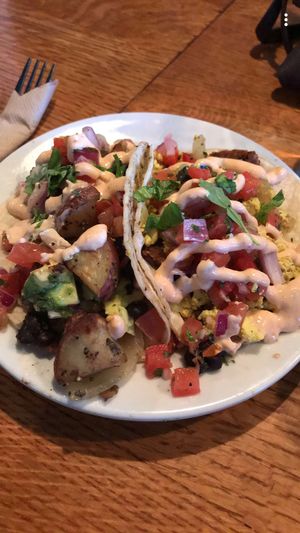 Tokyo eye and dirty boots tacos made vegan  at Chimera Cafe in Tulsa