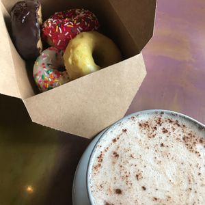 Donuts and Chai Latte at Chimera Cafe in Tulsa