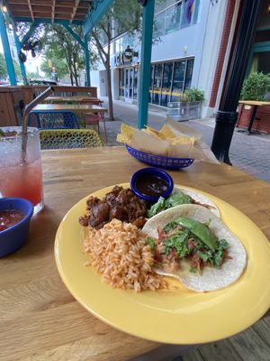 Jackfruit Tacos with a Watermelon Margarita   at Elote Cafe in Tulsa