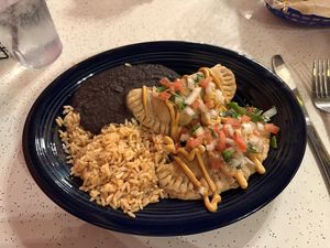 Vegan empanadas with Beyond beef and vegan cheese    at Elote Cafe in Tulsa