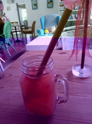 Delicious grapefruit drink with bamboo straws at RGB and The Bean Hive in Kuala Lumpur