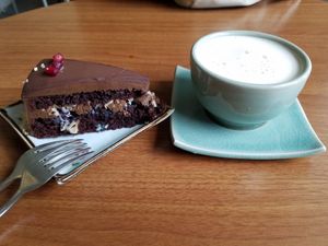 Chocolate pumpkin mousse + housemade masala chai latte at RGB and The Bean Hive in Kuala Lumpur