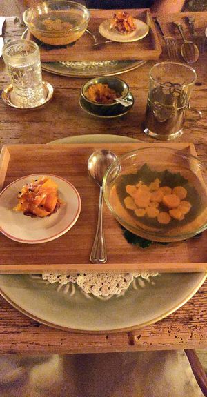 Carrot soup with carrot tart at Biohotel Kurz in Berchtesgaden