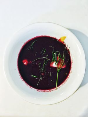 cold beet root soup at OmNam in Helsinki
