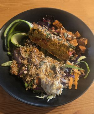 Frittata Buddha bowl at Leaf Lounge Cafe in Herne Bay