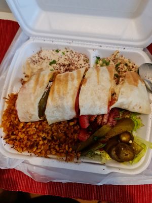 Falafel Saj Teller with Bulgur, Hummus, Baba Ganoush at Falafeli in Braunschweig