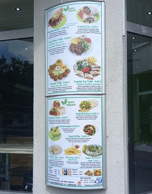 menu - all vegan except ayran and mayo at Falafeli in Braunschweig