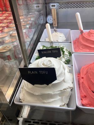 Two types of tofu cream cheese at Go Bagels in New York City