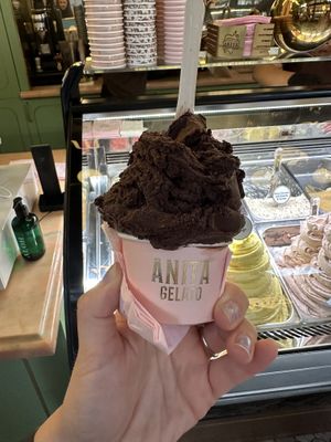 Vegan chocolate gelato  at Anita la mamma del gelato in New York