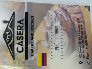 Peruvian and Colombian food menu at Casera Latin Kitchen and Bakery in Oceanside
