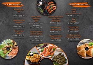 Menu (hot appetizers) at Jaw Zaman Restaurant and Caffè in Madaba Governorate