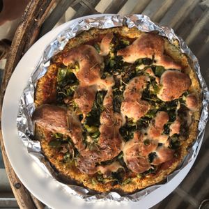 gluten free vegan pizza at Pumpernicle German Bakery in Rishikesh