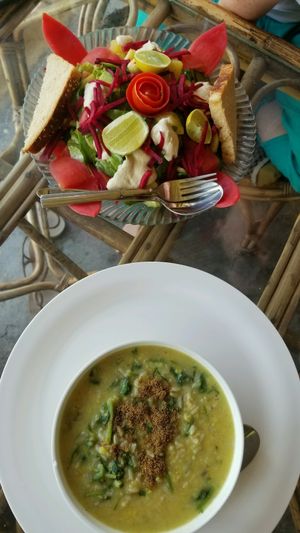 kichari and salad  at Pumpernicle German Bakery in Rishikesh