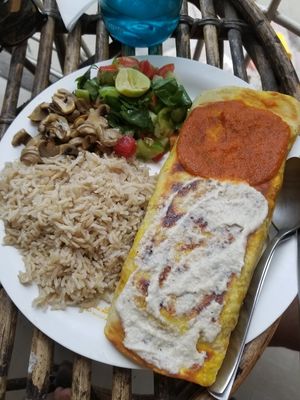 The enchilada dish. Delicious! at Pumpernicle German Bakery in Rishikesh