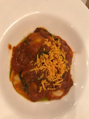 Vegan mushroom and veggie ravioli at Cedar Restaurant in Washington