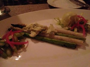 First course of asparagus 3 ways at Cedar Restaurant in Washington