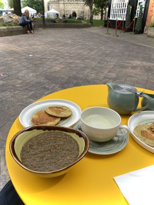 More Lentil Dahl soup & GF chickpea flatbreads at pride 🩷❤️🧡💛💚🩵💙💜🩶🤍🤎weekend  at Sprout in Exeter