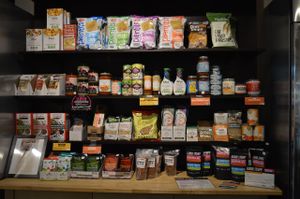 Pantry items, sauces, chips, mac and cheeses at YamChops. at Yam Chops in Toronto