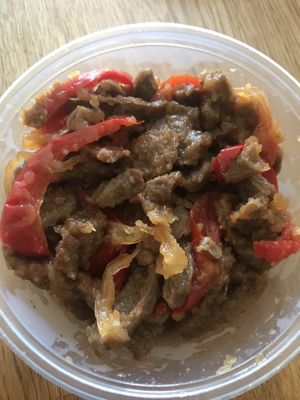 Szechuan beef  at Yam Chops in Toronto