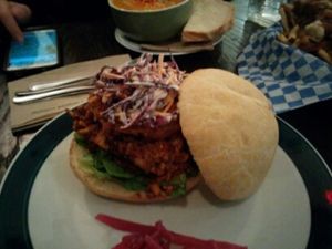 Bbq jack fruit burger at bloomer's in Toronto