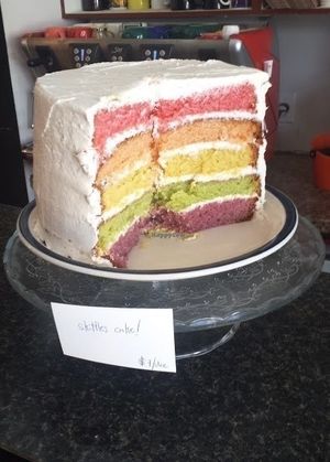 Skittles cake at Bloomer's. Photo taken in June 2015, just after the marriage equality bill passed in the states. at bloomer's in Toronto