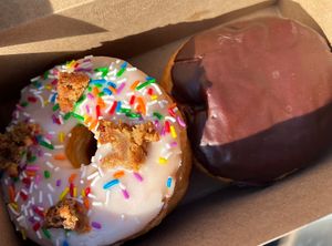 Bloomers Donuts - Birthday Cake and Boston cream  at bloomer's in Toronto