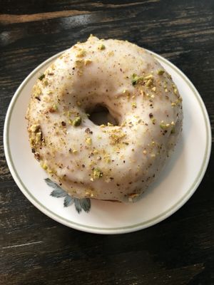 Rosewater pistachio doughnut at bloomer's in Toronto