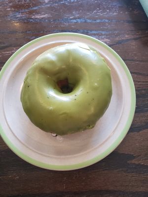 Matcha donut at bloomer's in Toronto