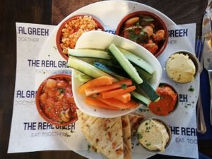 Vegan plate for 8.50 at The Real Greek - Bankside in South East London