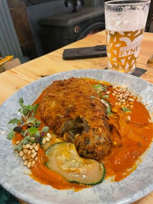 Aubergine steak (whole aubergine) at The Oystercatcher Inn in Scotland