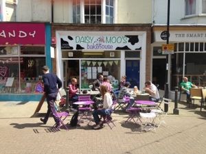 Outside seating at Daisy Moo's Bakehouse in Worthing